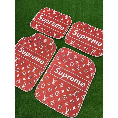 Supreme LV Desenli Premium Araç Paspas Seti - Kırmızı Renk (4'lü Set)