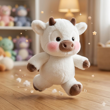 Salla-Gör Hareketli Peluş - Beyaz İnek