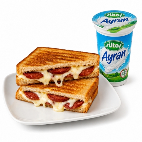 Kaşarlı sucuklu Tost + Küçük Ayran