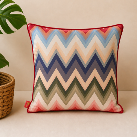 Zigzag Desenli Dekoratif Kırlent Kılıfı