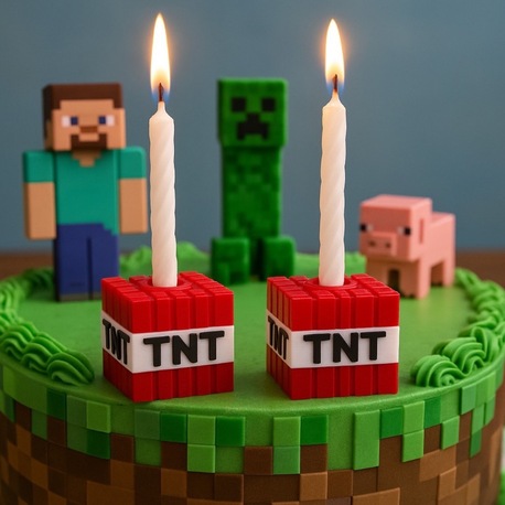 Minecraft Temalı TNT Doğum Günü Mumluk – 2’li Mum Tutucu