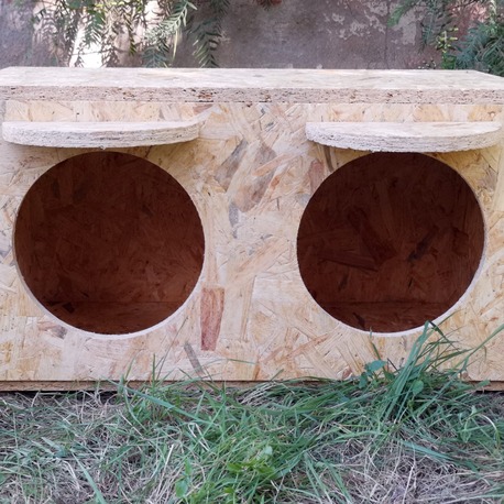 2 Bölmeli Kedi Yuvası. Soğuk ve yağmura dayanıklı 15 mm OSB'den sağlam kedi yuvası