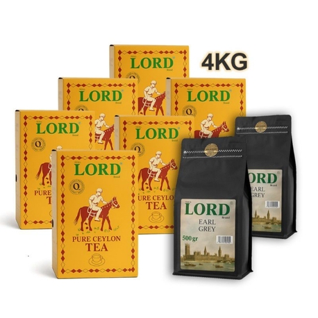 Lord Premium Çay Paketi – 6x Pure Ceylon + 2x Bergamotlu Earl Grey | 4 KG Özel Karışım Paket