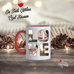 Sevgililer Gününe Özel Kırmızı Kulplu Kupa