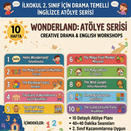 Wonderland: 10 Haftalık Drama Temelli İngilizce Atölye Seti (İlkokul 2. Sınıf)