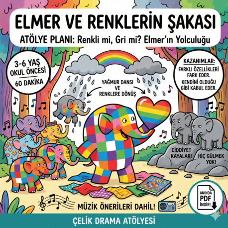 Elmer ve Renklerin Şakası: 3-6 Yaş Okul Öncesi Drama Atölye Planı