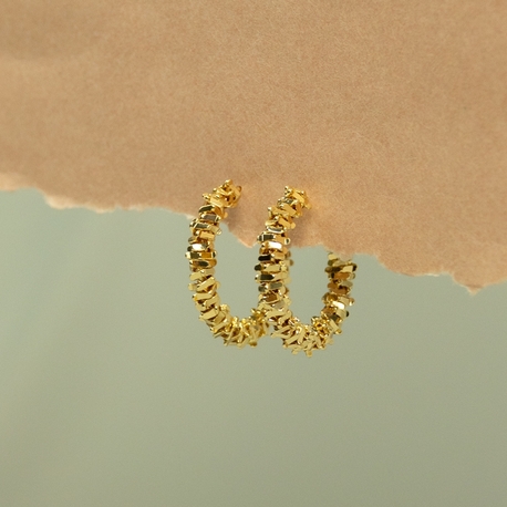 Gold Zikzaklı Halka Küpe