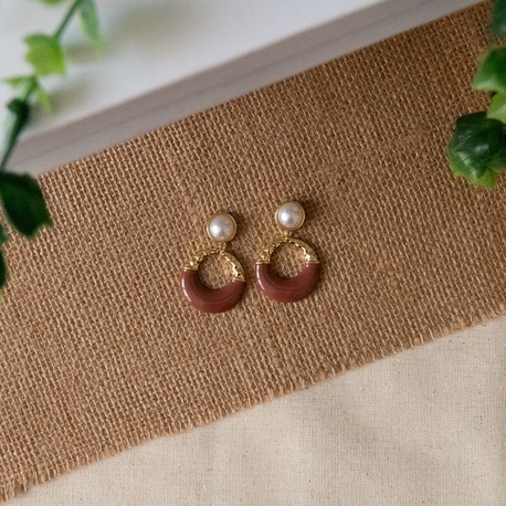 Bordo Gold incili Küpe