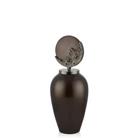 Cam ve Metal Karışımlı Kapaklı Vazo | Glass and Metal Mixed Lid Vase