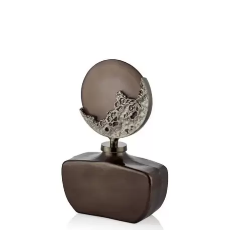 Cam ve Metal Karışımlı Kapaklı Vazo | Glass and Metal Mixed Lid Vase