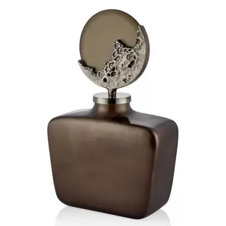 Cam ve Metal Karışımlı Kapaklı Vazo | Glass and Metal Mixed Lid Vase