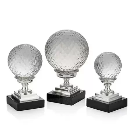 Mermer Tabanlı Gümüş Renk Dekoratif 3Lu Top | Marble Based Silver Color Decorative 3 Piece Ball