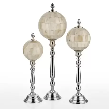 Milan Bej Gecıslı 3 Lu Dekoratif Toplar | Beige Colored 3 Piece Decorative Balls