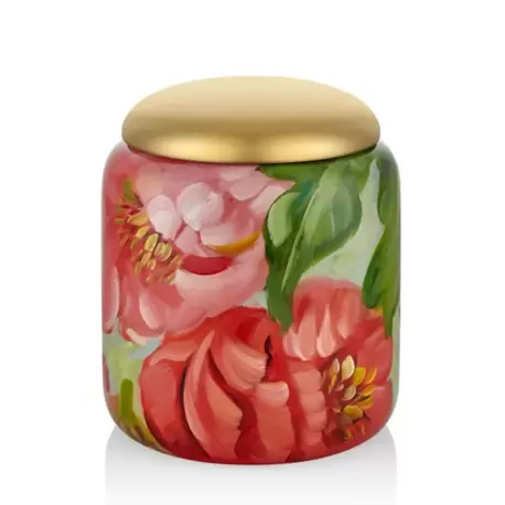 Şakayık Desenli Kapaklı Büyük Boy Vazo | Peony Patterned Large Vase with Lid