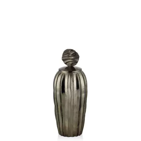 Aged Brass Küçük Cam Kapaklı Küp