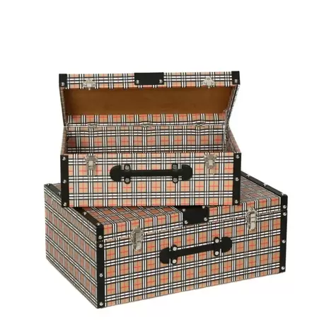 Ahşap Sandıklı İkili Sandık Bavul Burbery |  Double Chest Suitcase with Wooden Storage Burbery