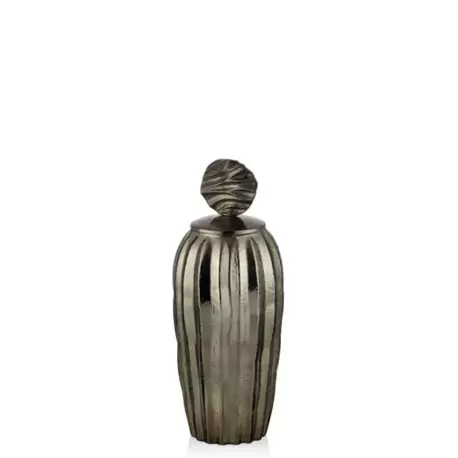 Aged Brass Orta Boy Cam Kapaklı Küp
