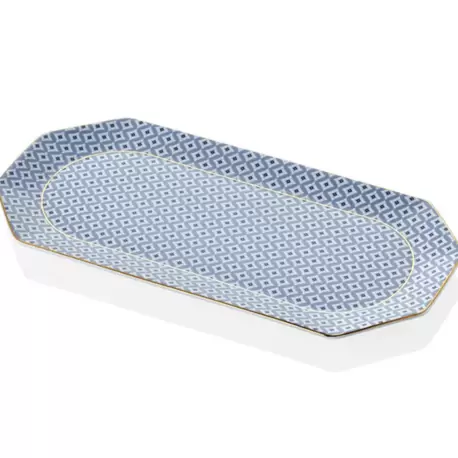 Tea Delight 25cm Servis Tabağı Hexagon Platter Blue