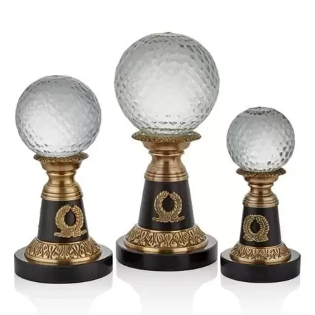 Çelenk Stant Antik Pirinç 3 lu Küre Seti | Wreath Stand Antique Brass Set of 3 Globes