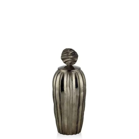 Aged Brass Büyük Boy Cam Kapaklı Küp
