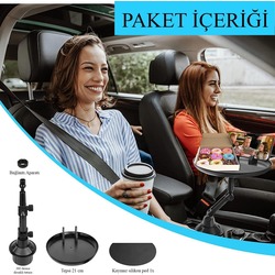 Araç İçi Katlanabilir Bardaklık Telefon Tutucu ve Yemek Tepsisi