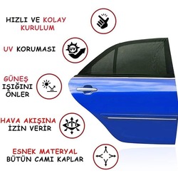 2 Adet Oto Yan Cam Güneşlik Perdesi - Sineklik Örtüsü
