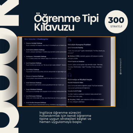 1. Keşfet  Nasıl daha hızlı öğrendiğinizi bulun. (Öğrenme Tipi Kılavuzu)