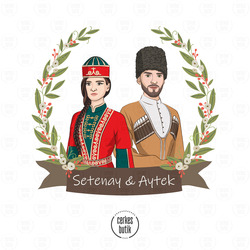 Kişiye Özel Çerkes Portre Çizimi CB-0001 (2 Kişi)