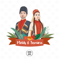 Kişiye Özel Çerkes Portre Çizimi CB-0003 (2 Kişi)