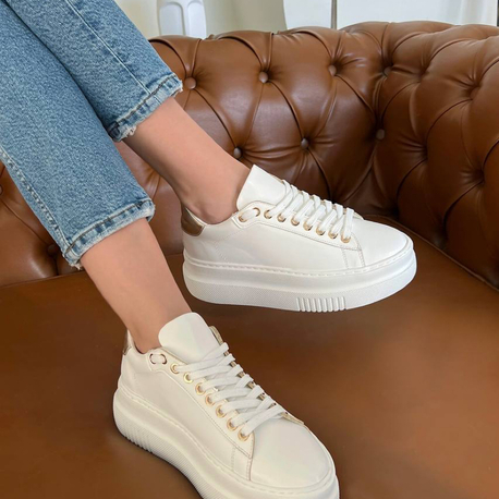 Beyaz Altın detaylı  Sneaker Kadın Ayakkabı 