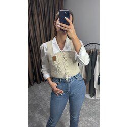 Loewe Crop Süveterli Gömlek Takım
