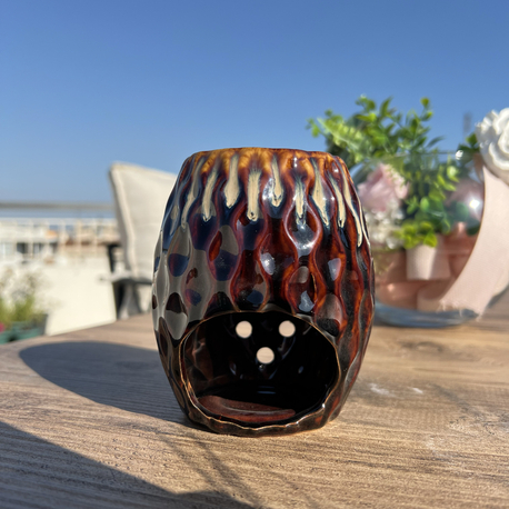 Premium Bohem Kahverengi Seramik Buhurdanlık