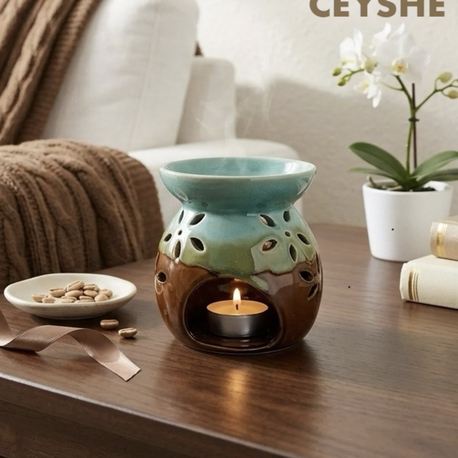 Seramik Yeşil Kahve Premium Buhurdanlık
