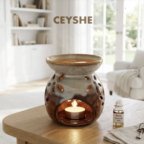 Kahve Bej Seramik Premium Buhurdanlık