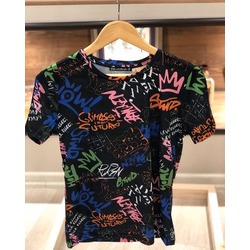 Siyah Graffiti Desenli t shirt