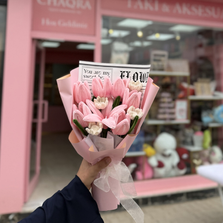 Pembe Lale Şönil Buketi