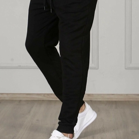 Erkek siyah slim fit Jogger eşofman 
