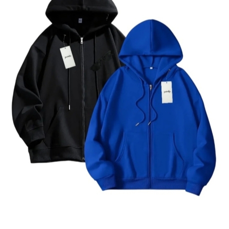 Unisex siyah/mavi 2 li  kapşonlu sweatshirt/hırka 