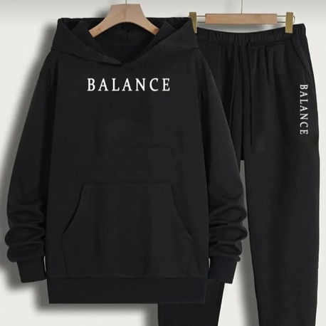 BLANCE BASKILI KAPŞONLU SWEATSHİRT EŞOFMAN TAKIMI 
