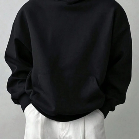 siyah kapşonlu kanguru cepli sweatshirt 