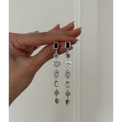İnfinity element taşlı küpe gümüş