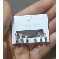 3 lü Görünüm Silver Küpe 