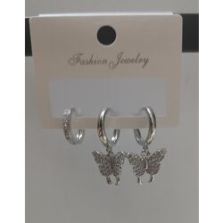 3 lü Kelebek Silver Küpe