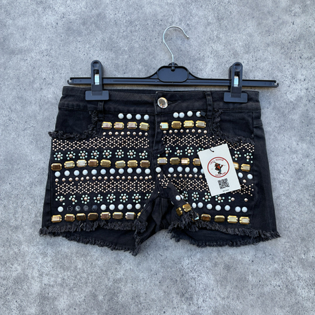 Vintage Taşlı Mini Şort M