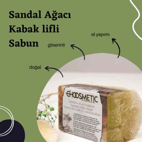 Sandal Ağaçı Kabak Lifli Sabun 120 gr Arın, yenilen, ferahla Sandalın şifası teninde