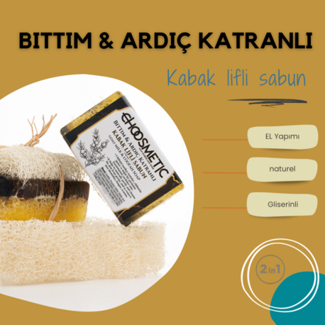 Bıttım & Ardıç Katranlı Kabak Lifli 120 gr Doğal Sabun Sivilceye Doğal Çözüm
