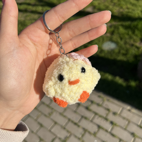 Pembe Tokalı Civciv Anahtarlık