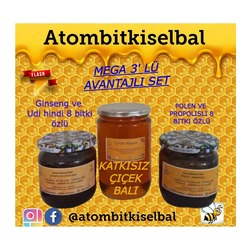 3 'lü mega paket  ( 2 adet 425 gr atom bal ve 1 adet 425 gr hakiki bal) 