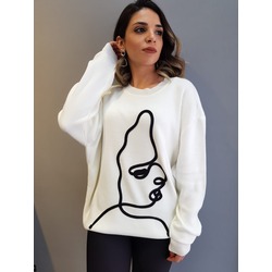 Bisiklet yaka işlemeli sweatshirt