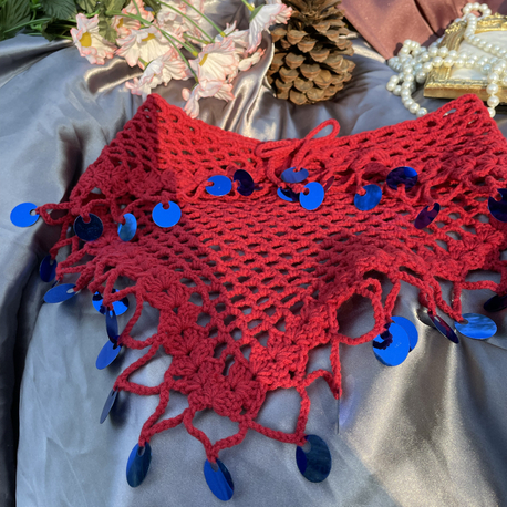 Mavi pul detaylı borda mavi bandana